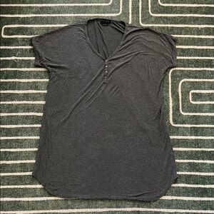 Gray Short Sleeve Henley maternity nightgown